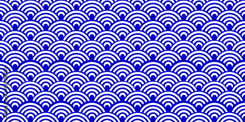 Seamless japanese waves pattern vector