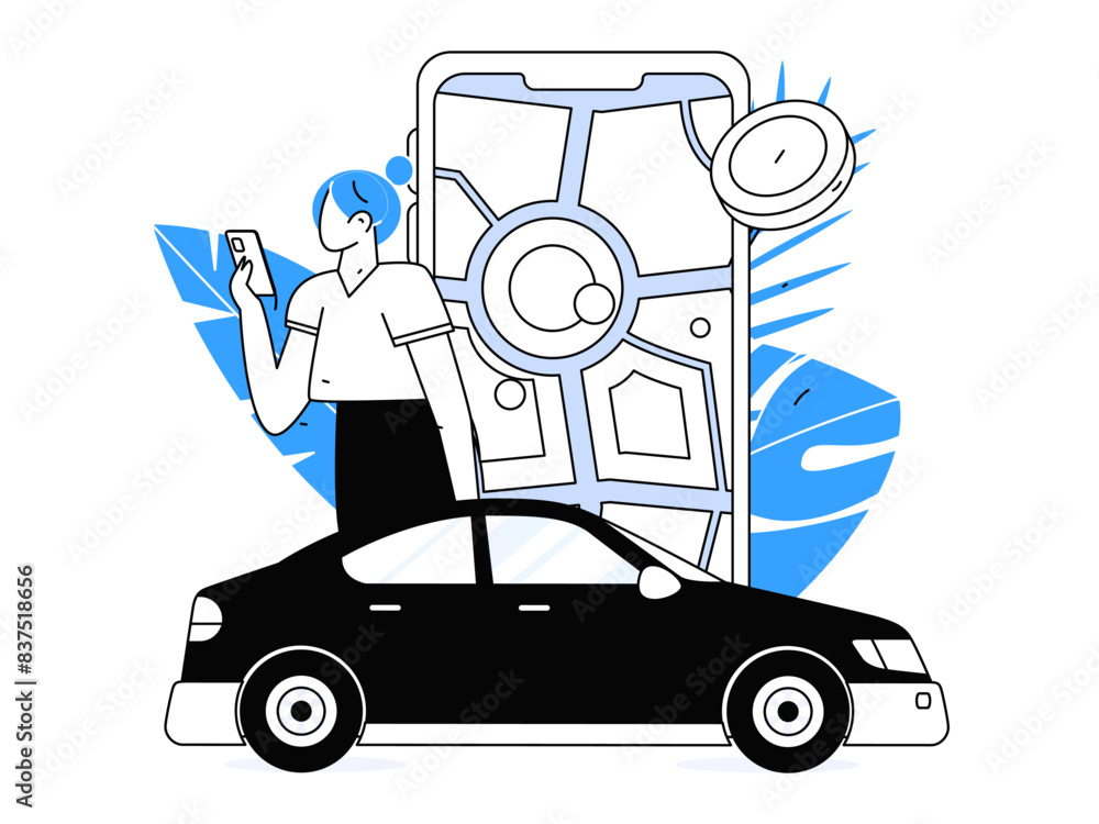 Flat vector concept operation hand drawn illustration of people taking a taxi
Flat vector concept operation hand drawn illustration of people taking a taxi