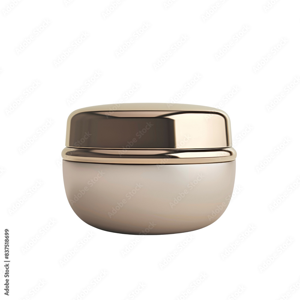 Elegant beige cream jar with gold lid isolated on transparent background. Perfect for skincare and beauty product presentations. Elegant beige cream jar with gold lid isolated on transparent background. Perfect for skincare and beauty product presentations.