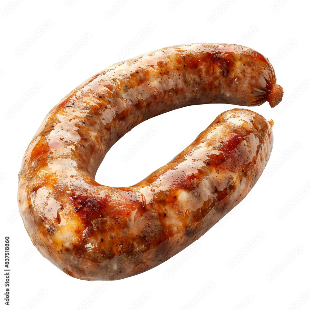 Grilled sausage isolated on a transparent background. Perfect for culinary, food, and BBQ-related projects.