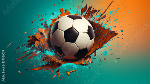 Soccer ball exploding on background