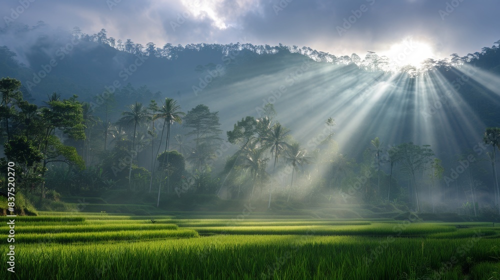 Obraz premium Sunlight in the Rice Fields