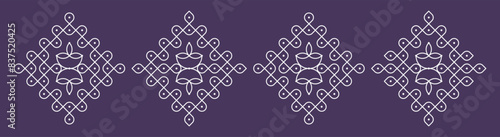 Diwali and karthigai deepam special pulli kolam set. Indian Traditional folk art vector illustration.