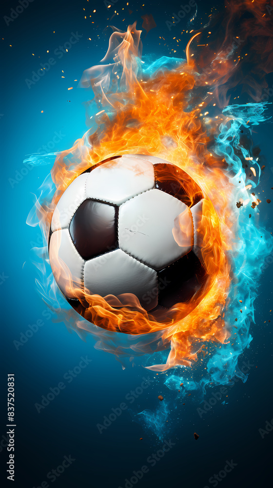 Fototapeta premium Soccer ball exploding on background