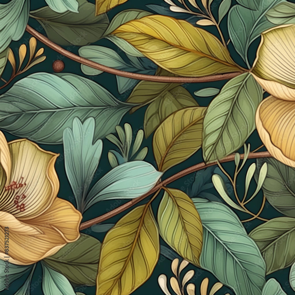 Botanical seamless background tile pattern, watercolor Botanical seamless background tile pattern, watercolor