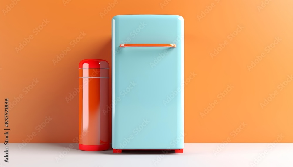 Refrigerator flat design side view energy efficiency theme 3D render Analogous Color Scheme Refrigerator flat design side view energy efficiency theme 3D render Analogous Color Scheme