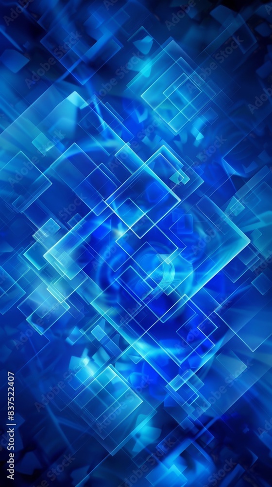 Obraz premium Futuristic Blue Geometric Shapes: Abstract 4K Wallpaper with Technological Vibes，Abstract blue gradient square element shape background, sense of technology, future, computer, metaverse, 4k high-defin