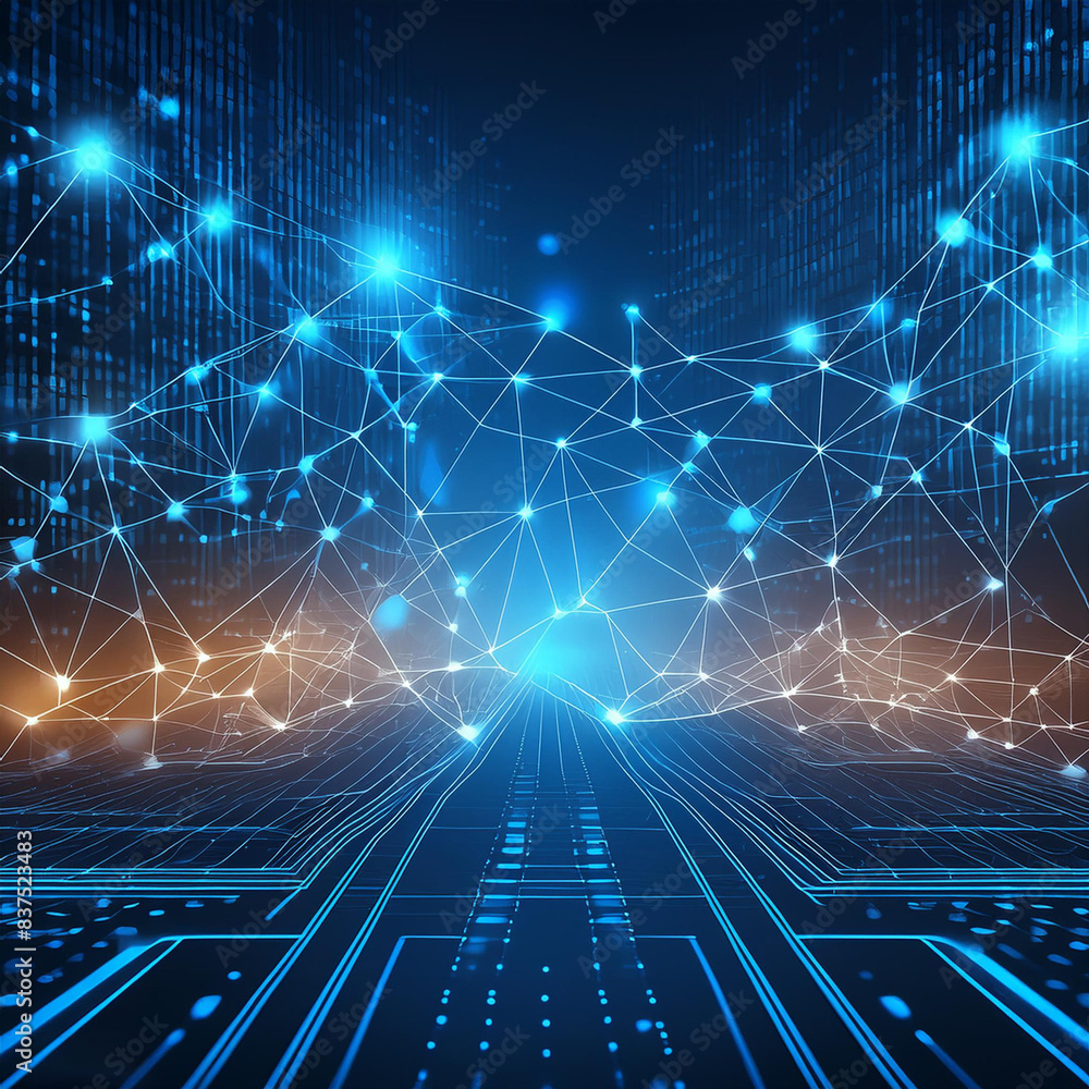 Obraz premium Digital background perfect for tech processes, neural networks, artificial intelligence, data processing, 