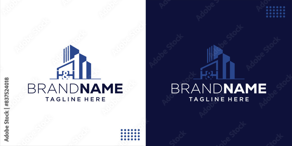 Fototapeta premium Creative HH Letter Building Logo Design, Design Inspiration, Illustration, Vector