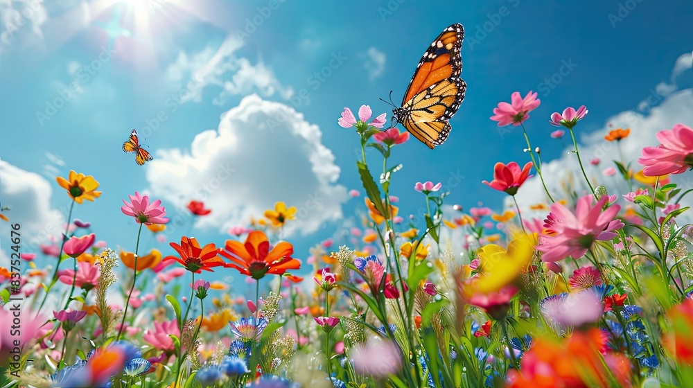 In the beautiful summer field, natural green plants bloom, creating a fresh backdrop of blossoming flowers and lush grass, embodying the essence of nature's springtime beauty. In the beautiful summer field, natural green plants bloom, creating a fresh backdrop of blossoming flowers and lush grass, embodying the essence of nature's springtime beauty.