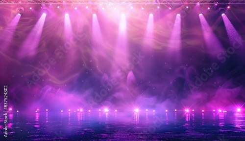 Enchanting Light Stage in Indigo and Purple Hues - Contemporary Poster Design with Vibrant Backdrops for Contest Winners