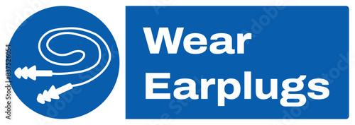 ISO mandatory safety signs wear ear plug landscape size 1/2 a4,a3,a2,a1