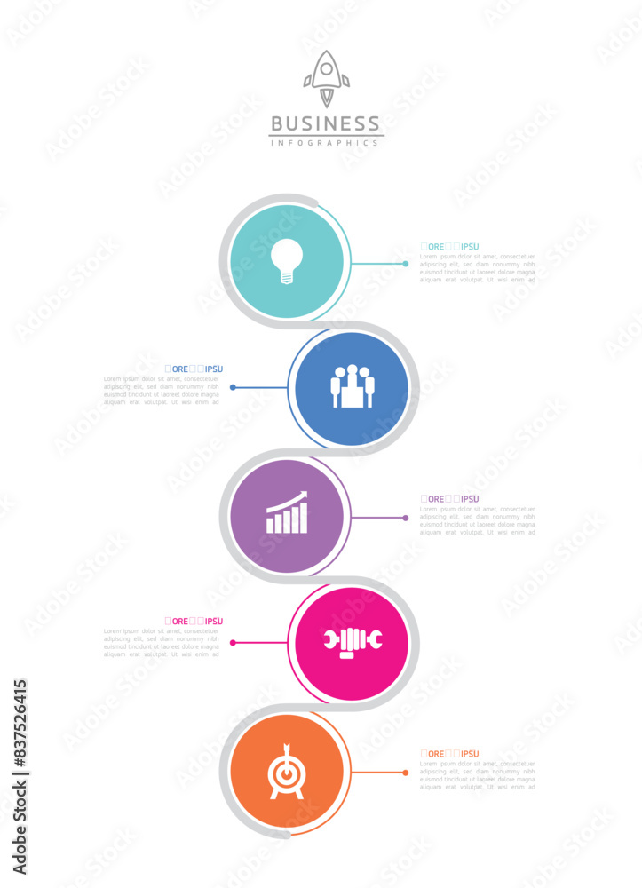 Vector infographic business presentation template with circular interconnection with 5 options. Vector infographic business presentation template with circular interconnection with 5 options.