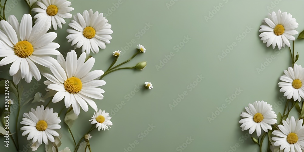 White daisies with light green background White daisies with light green background