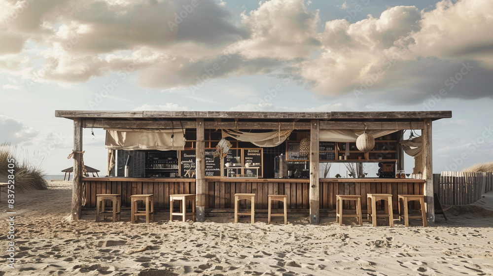 Cafe made of wood in the beach.. Cafe made of wood in the beach..