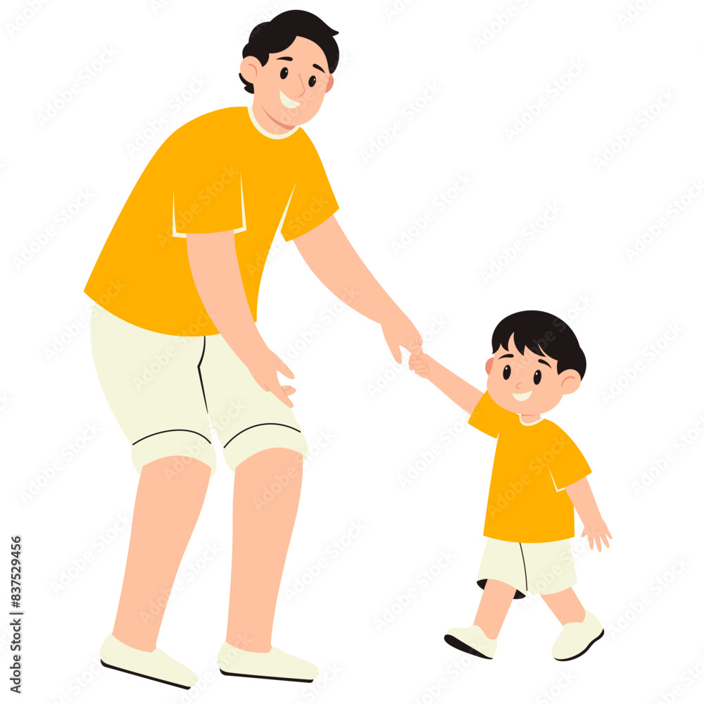 Happy Fathers Day Character With Son Illustration Happy Fathers Day Character With Son Illustration