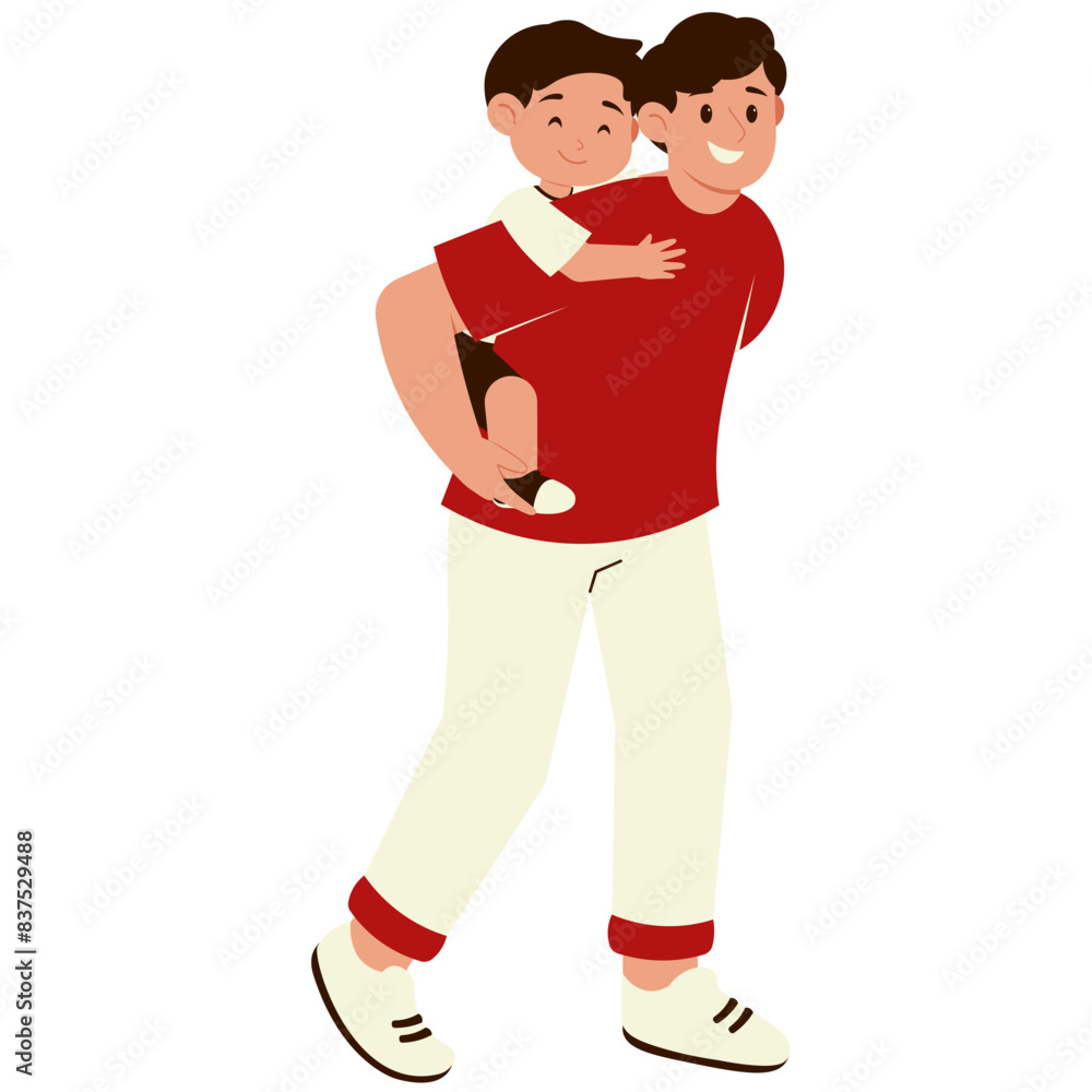 Happy Fathers Day Character With Son Illustration Happy Fathers Day Character With Son Illustration