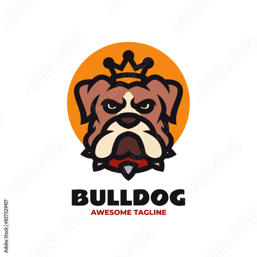 Vector Logo Illustration Bulldog Simple Mascot Style.