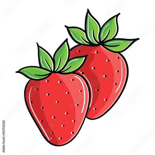 Hand drawing style of strawberry vector. It is suitable for fruit icon, sign or symbol.