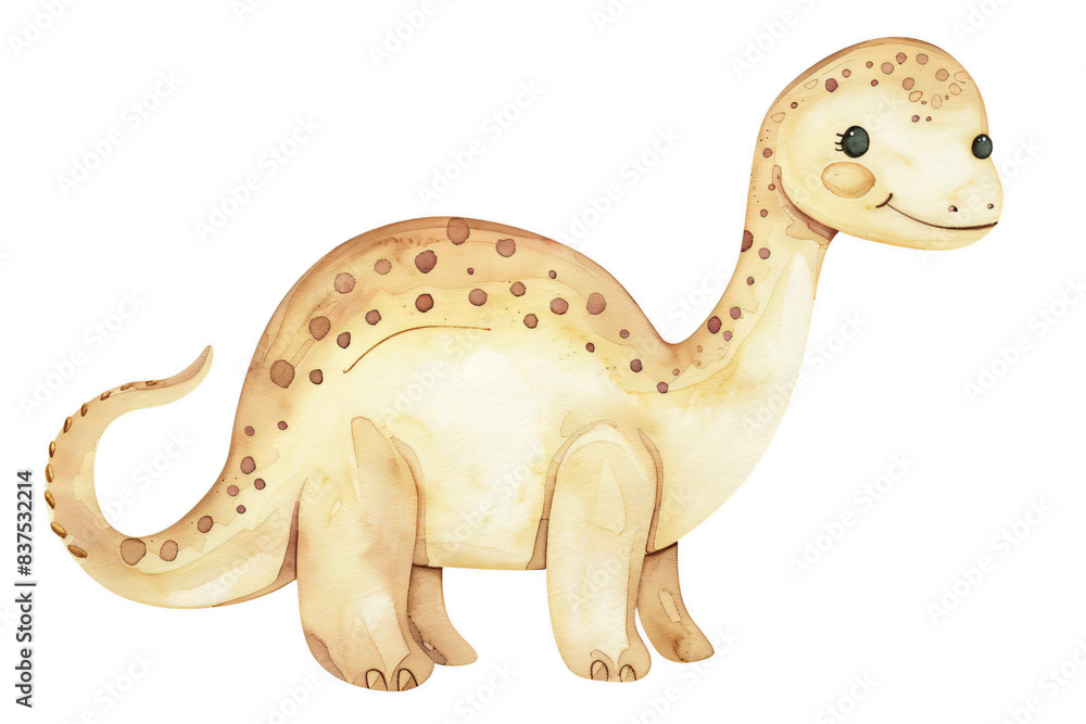 Watercolor Cute Cartoon Dinosaur Illustration Watercolor Cute Cartoon Dinosaur Illustration