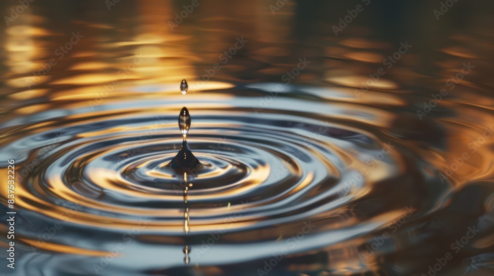 Drop of water, dripping onto a water surface Drop of water, dripping onto a water surface
