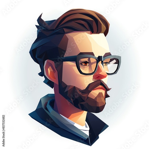 Minimalistic 3D isometric avatar icon on a pure white background, simple design, high resolution, high contrast, vibrant colors, clean lines, professional, modern appearance