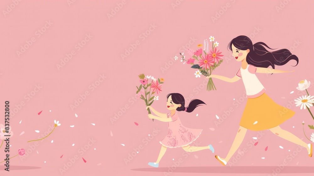 invitation card design of mother bends over and hugs her little girl invitation card design of mother bends over and hugs her little girl