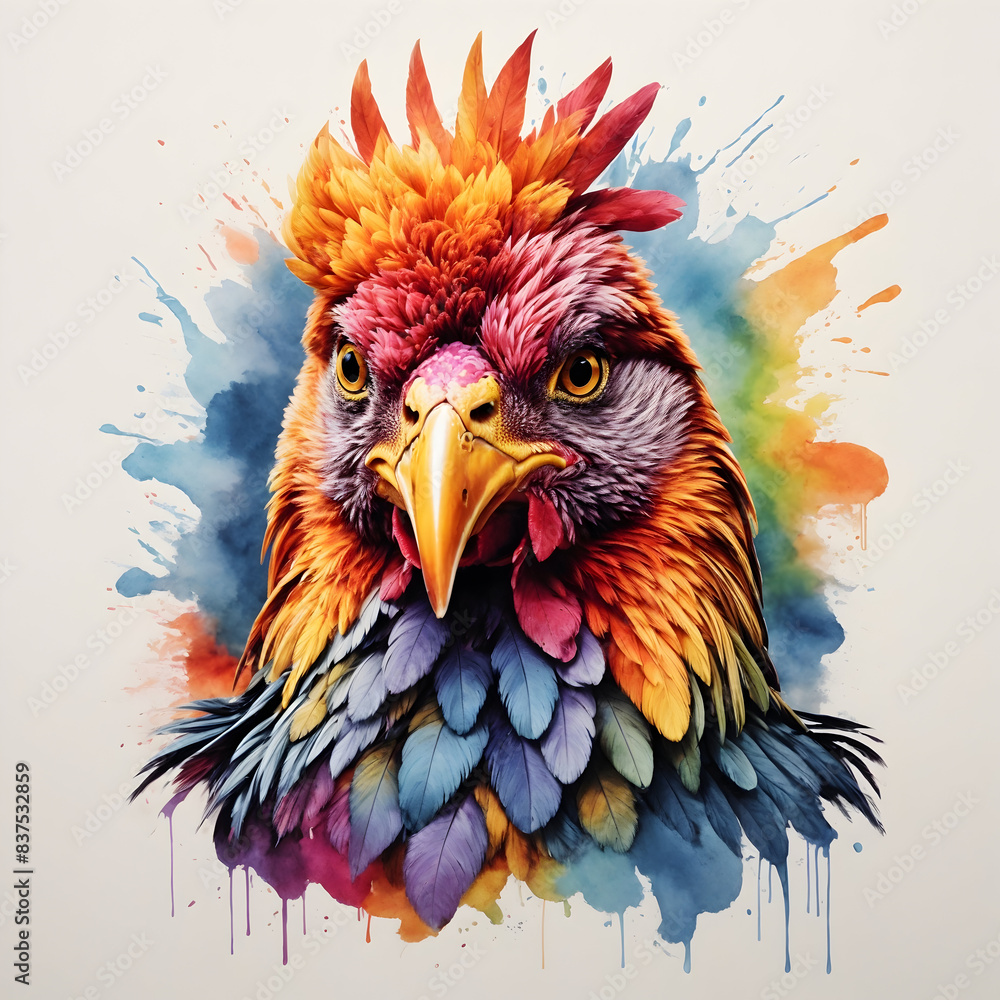 Hand drawn a rooster head mascot logo with colorful style for t-shirt design Hand drawn a rooster head mascot logo with colorful style for t-shirt design