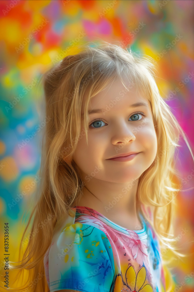 A little girl with long blonde hair is smiling. A little girl with long blonde hair is smiling.