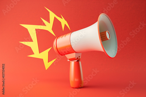 Business and marketing theme with megaphone loudspeaker for announcements and promotion