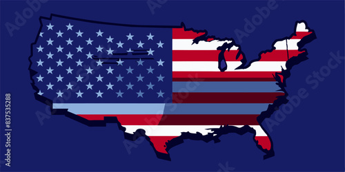 American country map with flag