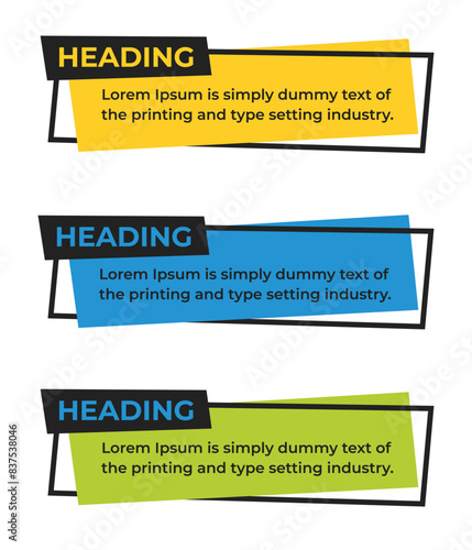 Geometric shape Heading Text box banner template set
