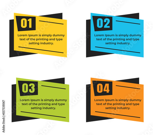 Geometric shape text box with numeric numbers Infographic template set
