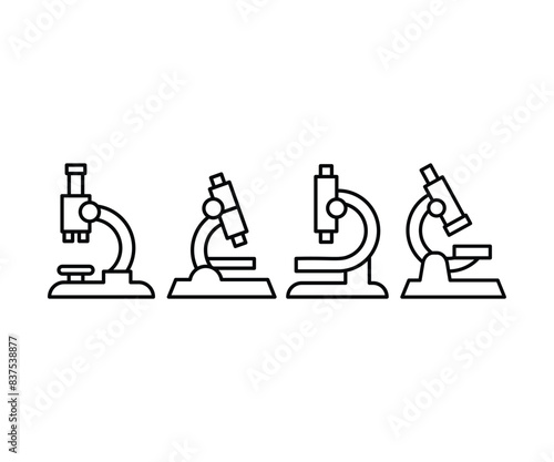 microscope microbiology icon symbol vector design simple line clipart black white modern style flat illustration collections sets 