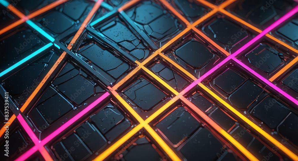 Abstract Neon Grid Background Abstract Neon Grid Background