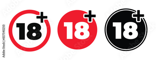 18 plus Age restriction icons different style isolated vector