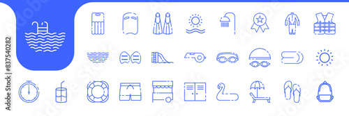 swimming line modern icons set design vector