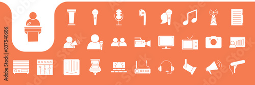 announcer flat icons set design vector
