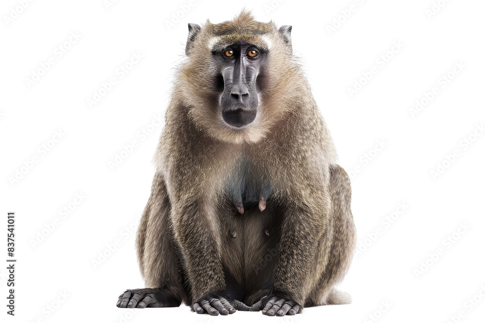 Obraz premium Baboon Sitting isolated on white background.