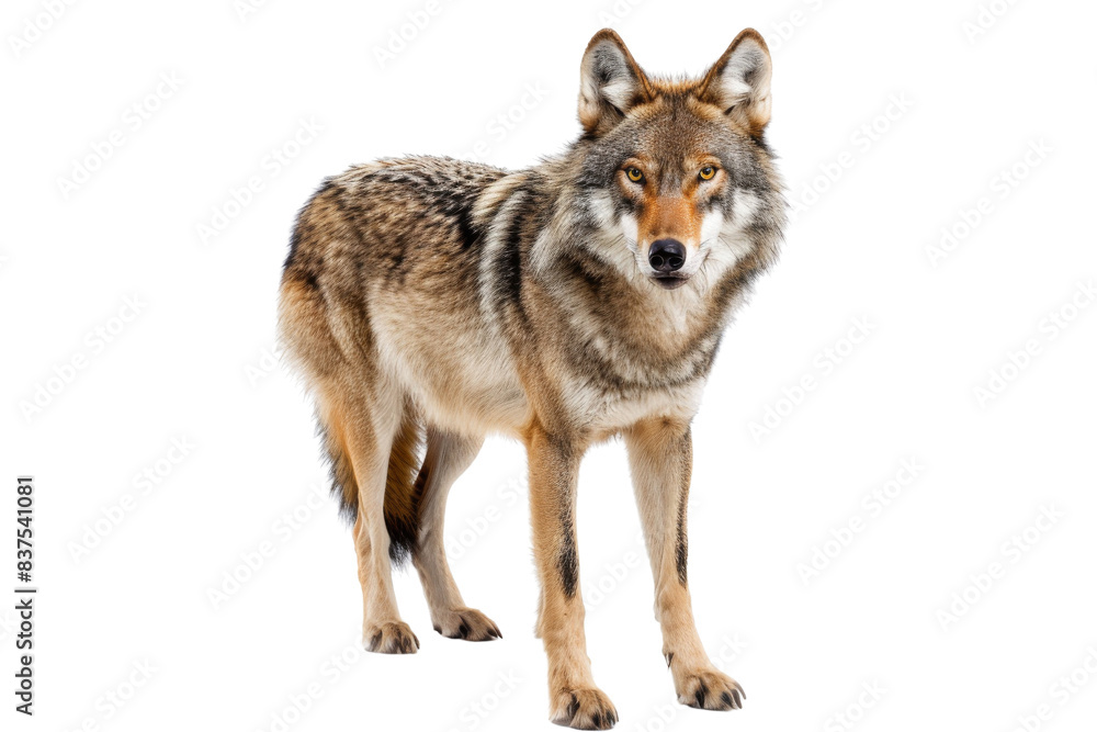 Fototapeta premium Wolf Standing on Black Background