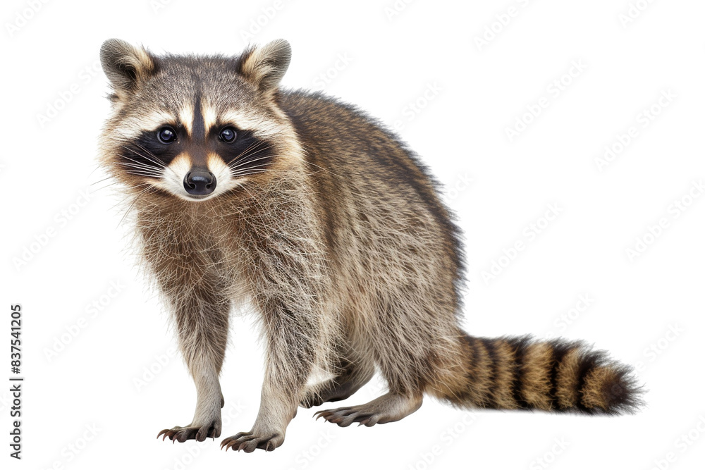 Fototapeta premium Raccoon Standing on Black Background