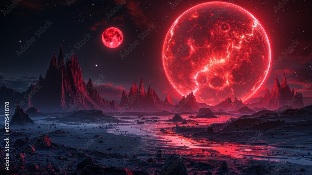 Fototapeta premium Blood Moon in the Night Sky