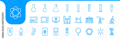science laboratory tools line icons set collection design vector