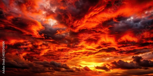 Dramatic red sunset sky with ominous clouds, perfect for Halloween or apocalypse designs, dark, red, background, sky, sunset, clouds, dramatic, fantastic, Halloween, armageddon