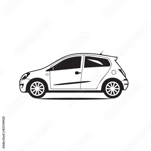 Hatchback in cartoon, doodle style . Image for t-shirt, web, mobile apps and ui. Isolated 2d vector illustration in logo, icon, sketch style, Eps 10, black and white. AI Generative