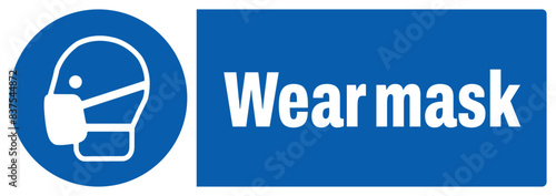 ISO mandatory safety signs wear mask landscape size 1/2 a4,a3,a2,a1