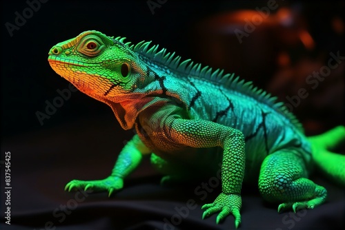 basilisk  lifelike  realistic  fluorescent  elect  reptile  mythical  creature  vibrant  glow  detailed  scales  fantasy