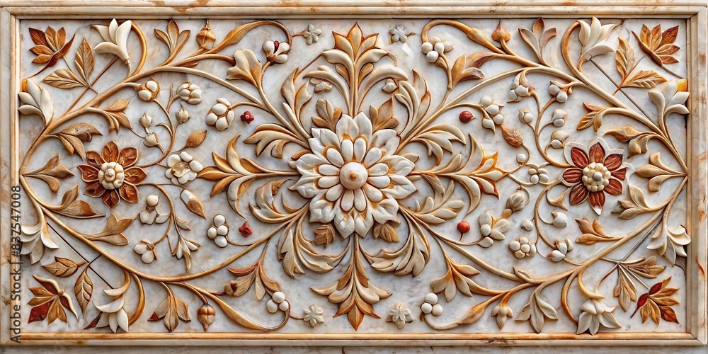 Marble panel wall art with delicate flower designs