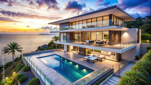 Luxurious modern villa with breathtaking ocean views