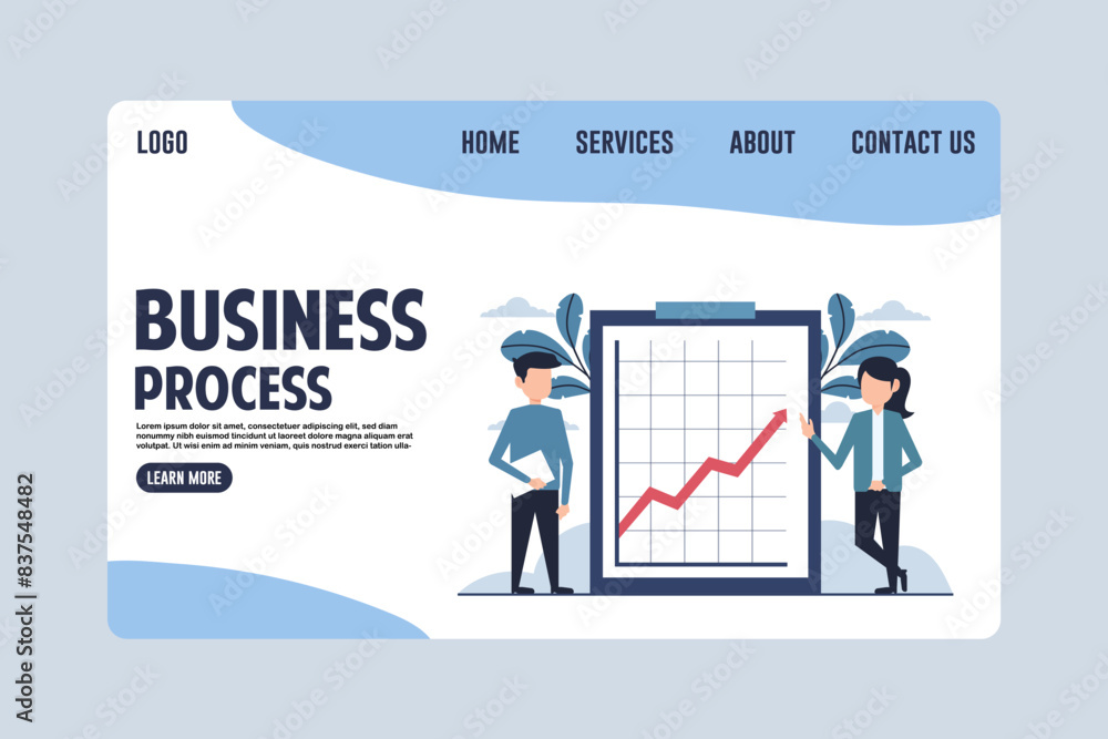 Fototapeta premium Landing Page Design Business Process Illustration